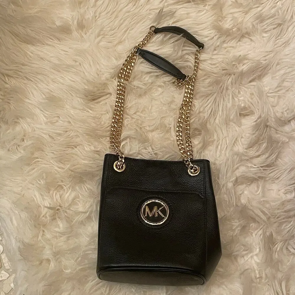 Michael Kors Samira Black Leather Crossbody Bag | Gold Chain Strap $360 NWOT - Picture 10 of 10